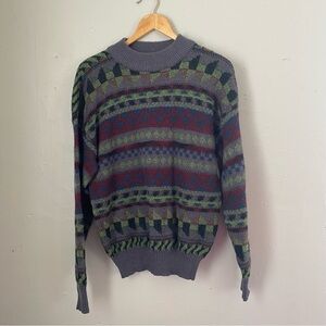 Vtg. Knit Funky Grandpa Crewneck Oversized Sweater Size XL